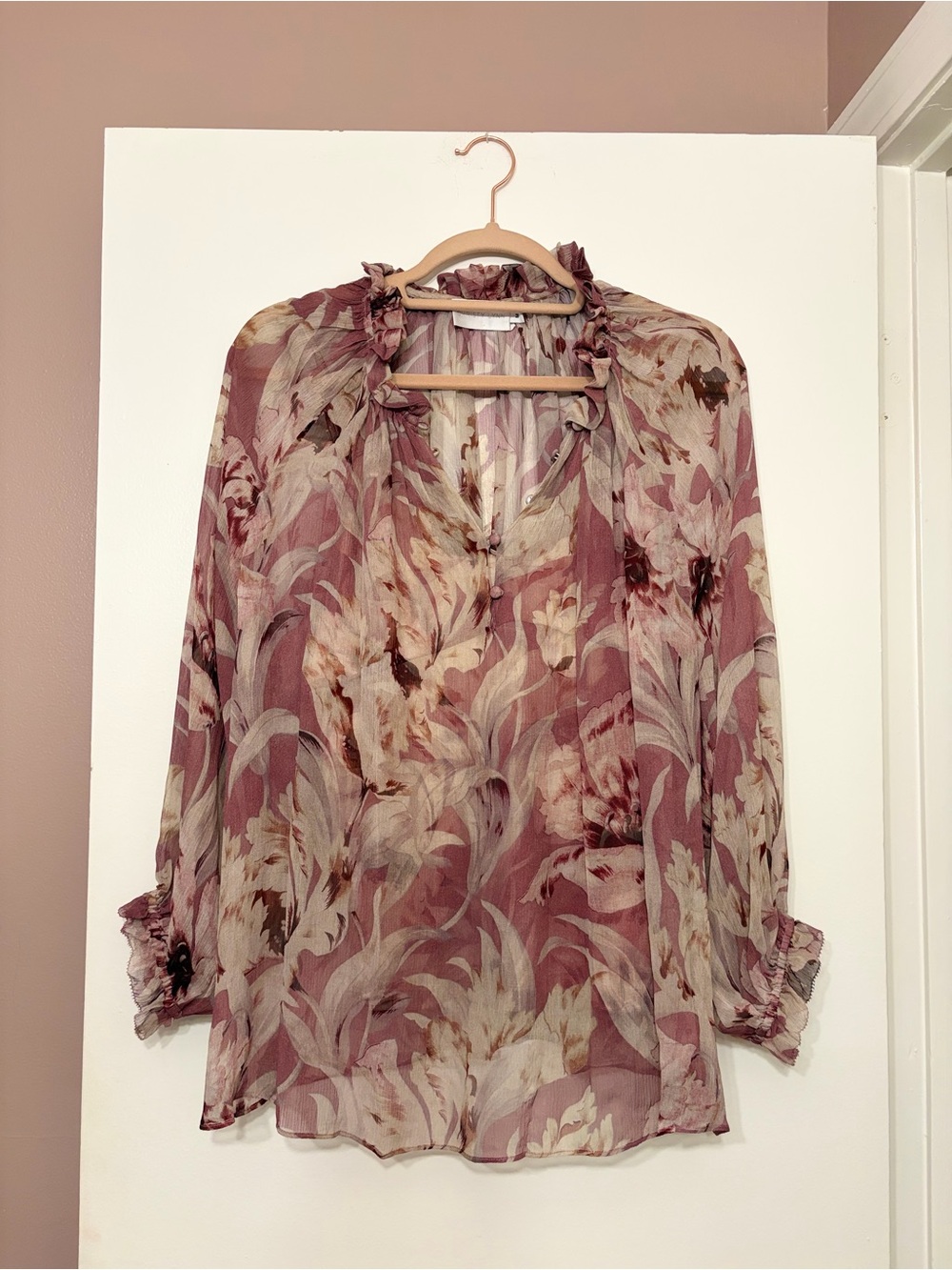 Silk Floral Print Christy Lynn Karla V-Neck Blouse + Cami Set